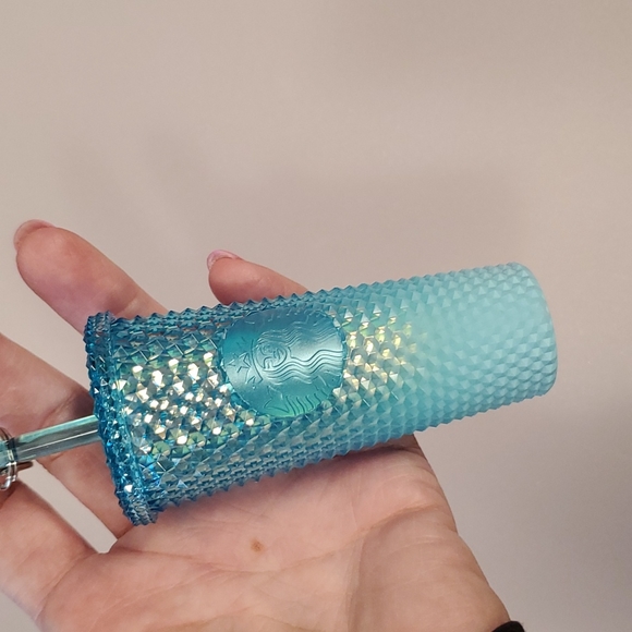 Starbucks Pale blue gold metallic coffee cold cup ornament key chain - Picture 6 of 7